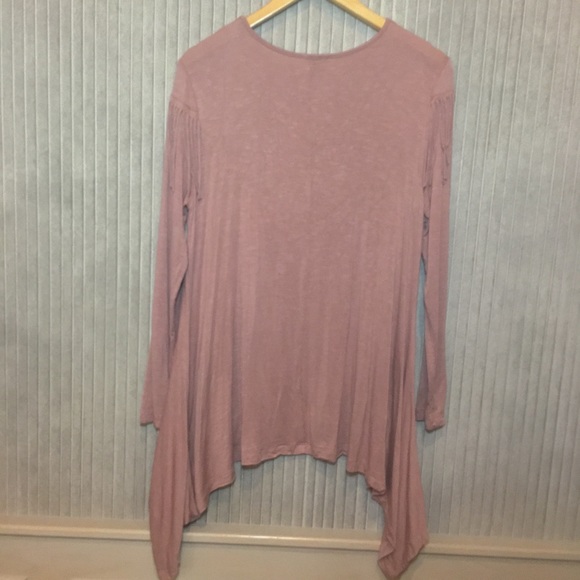 Coral Boutique Hi Lo Fringe Tunic Blouse - Picture 8 of 8